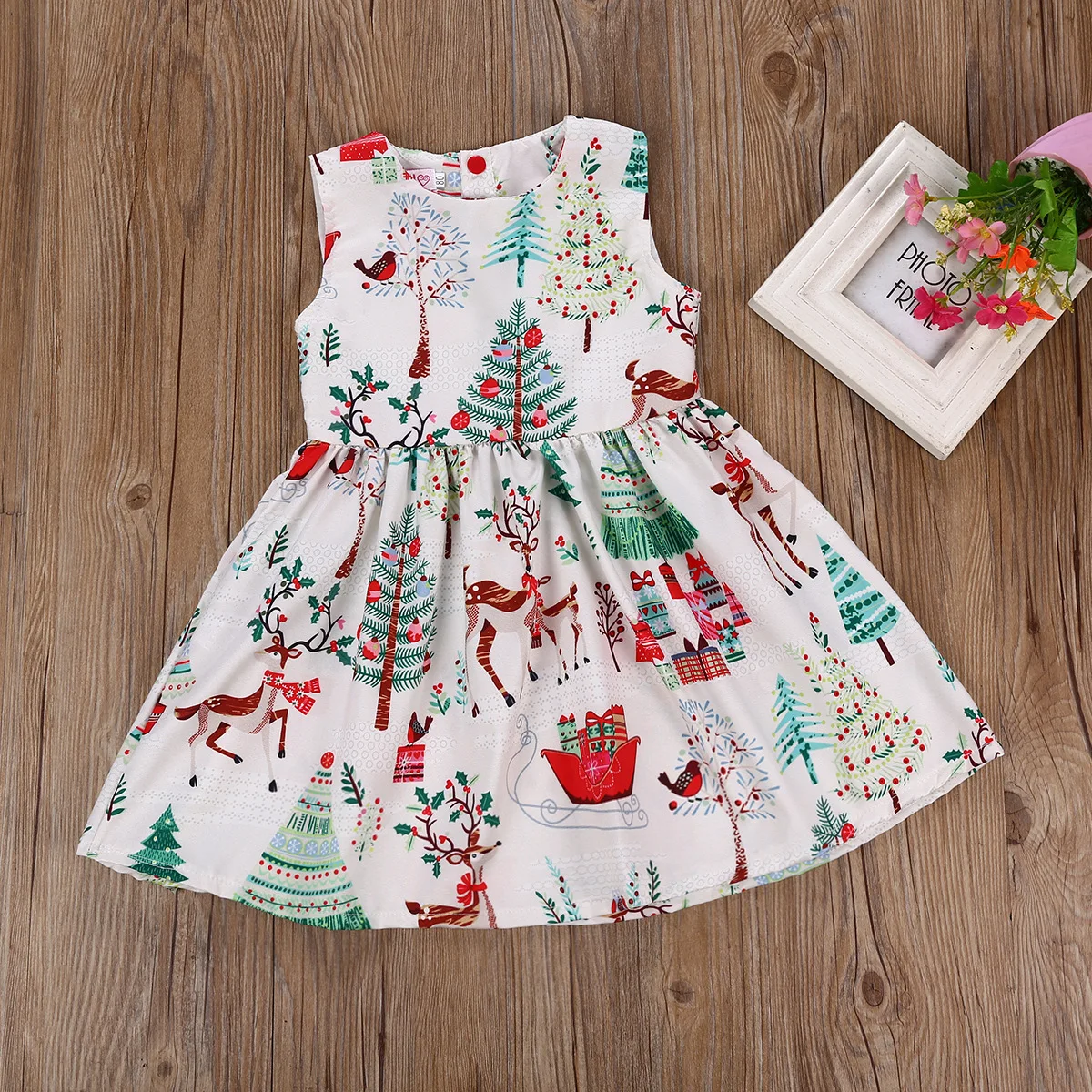 merry christmas girls dress kids sleeveless printed tree deer cartoon princess dresses, As picture
merry christmas girls dress kids sleeveless printed tree deer cartoon princess dresses, As picture