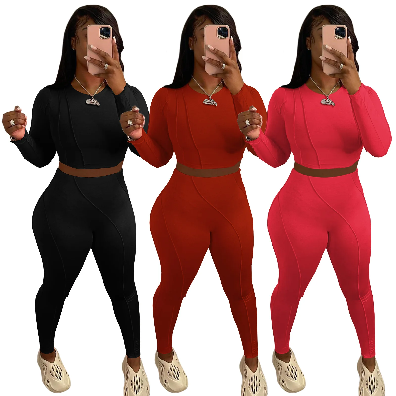 2021 Fashionable Solid Color Casual Sportswear Fall Long Sleeve Back Tie Wrap Top Tight Yoga Wear Women Pants Set
2021 Fashionable Solid Color Casual Sportswear Fall Long Sleeve Back Tie Wrap Top Tight Yoga Wear Women Pants Set