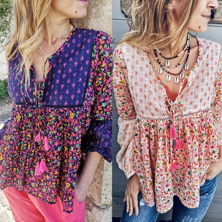 Casual Fashion Fringed Long Floral Sleeved Ethnic Style Bohemian African Print Blouse Tops Shirt Woman Blouses
Casual Fashion Fringed Long Floral Sleeved Ethnic Style Bohemian African Print Blouse Tops Shirt Woman Blouses