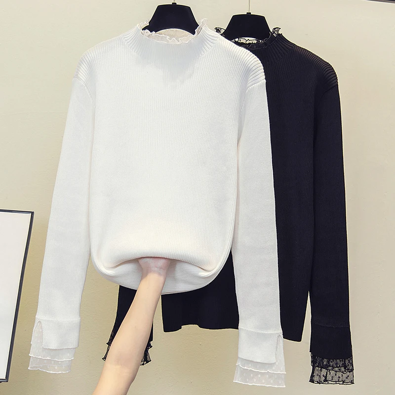 Plus size women's 2020 winter new thick and thin knitted bottoming shirt mesh stitching long-sleeved sweater, Picture shown
Plus size women's 2020 winter new thick and thin knitted bottoming shirt mesh stitching long-sleeved sweater, Picture shown