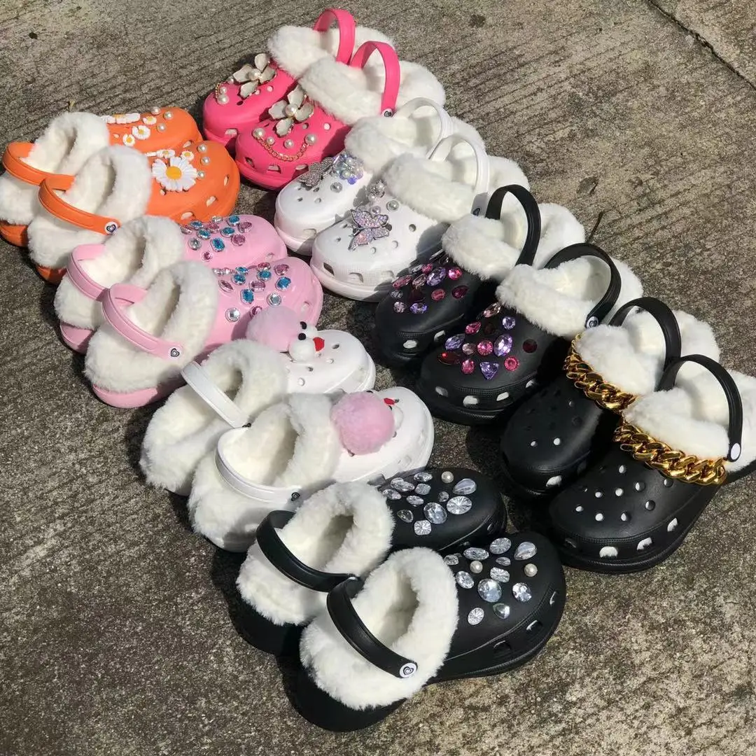 Winter Fashion Metal Charms Plush Shoes in Women's Slippers EVA Bling Crystal Accessories For Ladies, Picture
Winter Fashion Metal Charms Plush Shoes in Women's Slippers EVA Bling Crystal Accessories For Ladies, Picture