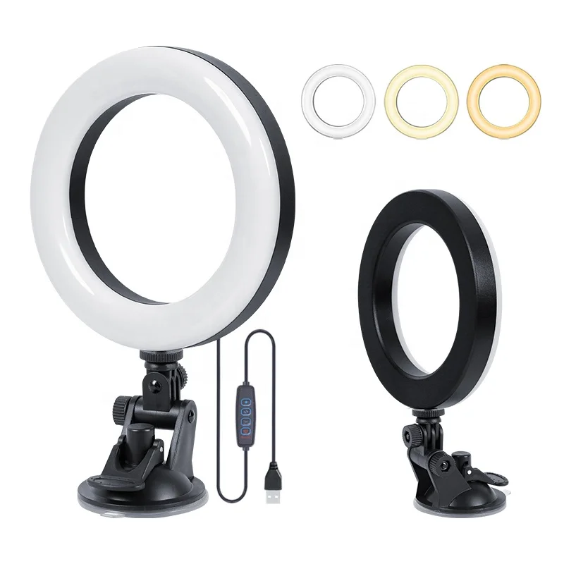 Multifunctional 10W 12cm desktop beauty ring light computer video conference lighting kit with sucker, White/black/custom
Multifunctional 10W 12cm desktop beauty ring light computer video conference lighting kit with sucker, White/black/custom
