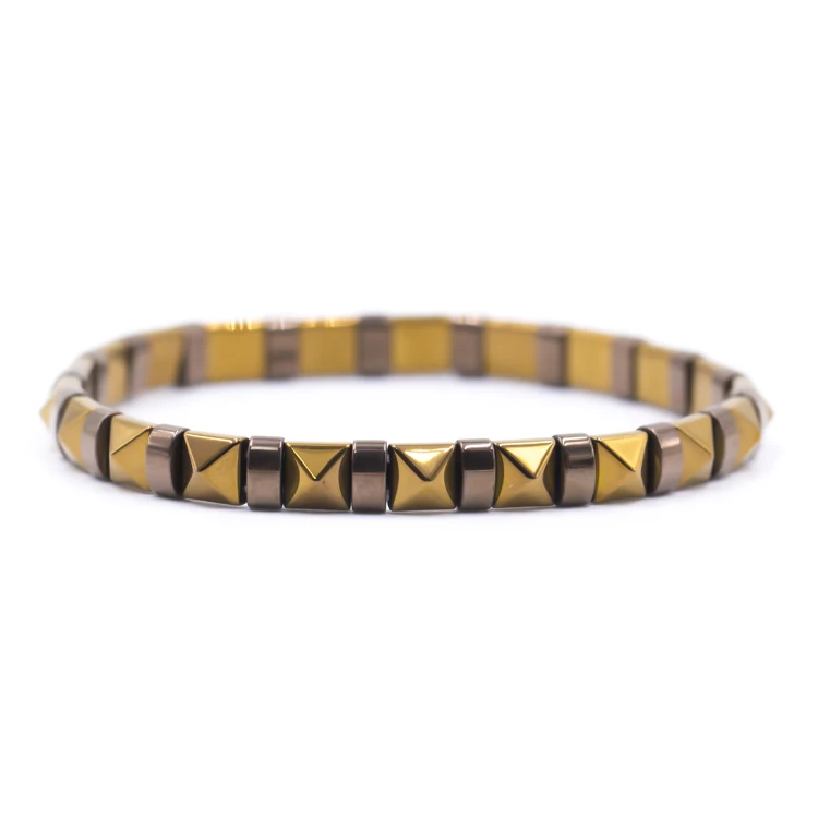 Factory Price Square Shape Hematite Brown Tila Double Hole Bead Stretch String Bracelet, As picture
Factory Price Square Shape Hematite Brown Tila Double Hole Bead Stretch String Bracelet, As picture