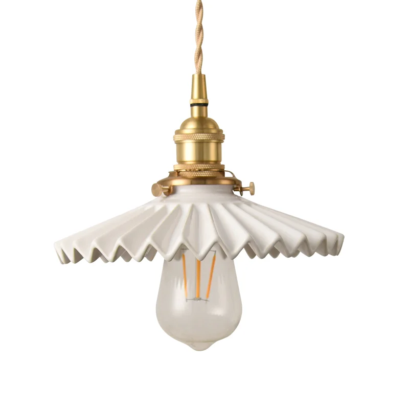 Japanese style brass pleated chandelier Restaurant bar balcony bedside lamp Nordic modern industrial style ceramic chandelier 
Japanese style brass pleated chandelier Restaurant bar balcony bedside lamp Nordic modern industrial style ceramic chandelier