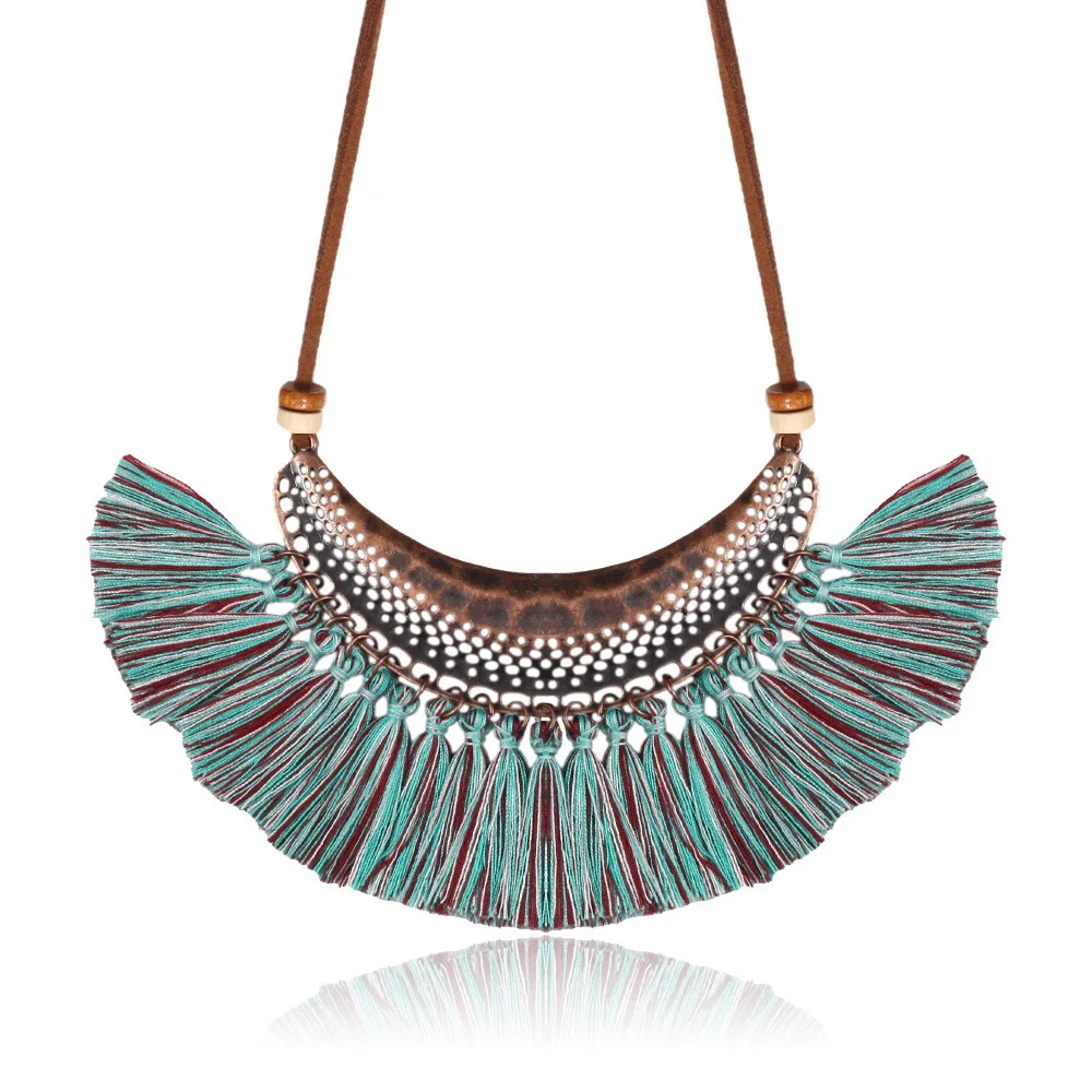 New Styles Big Ethnic Crescent Moon Long leather Chain Bohemian Colorful Boho Jewelry Choke Tassel necklace, 12 different color
New Styles Big Ethnic Crescent Moon Long leather Chain Bohemian Colorful Boho Jewelry Choke Tassel necklace, 12 different color
