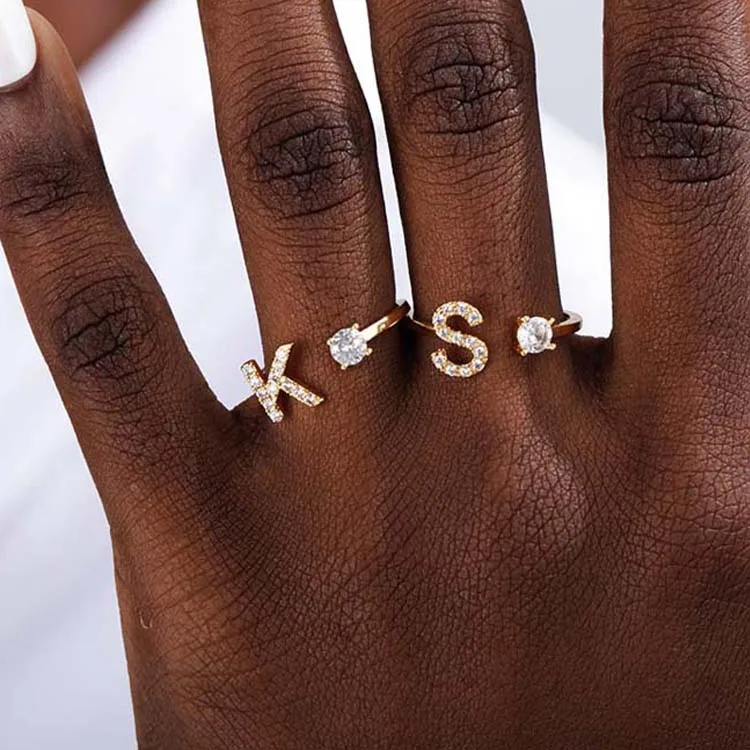 2021 Fashion Custom Logo Initial Ring Adjustable Finger Ring Gold Plated CZ Diamond Letter Ring For Women, Gold, silver, rose gold
2021 Fashion Custom Logo Initial Ring Adjustable Finger Ring Gold Plated CZ Diamond Letter Ring For Women, Gold, silver, rose gold