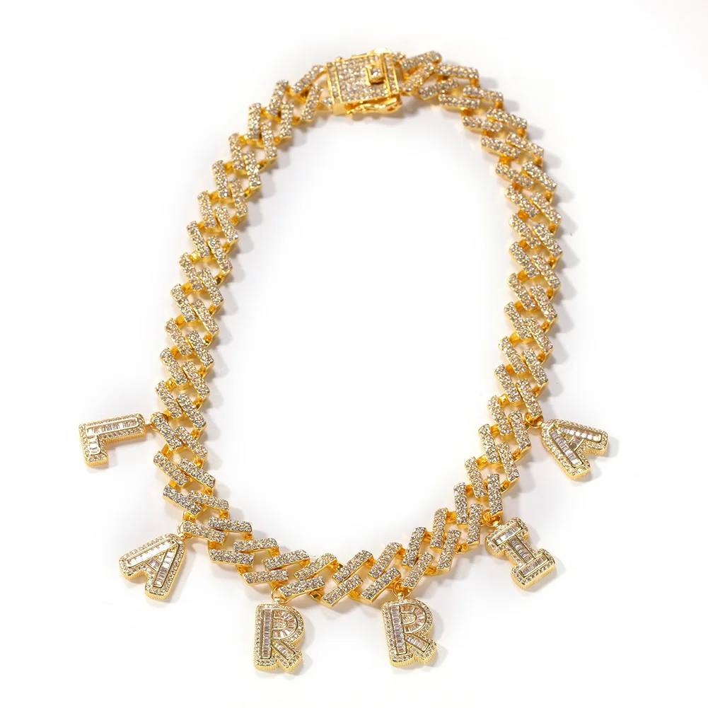 12mm Bagnette Miami Cuban Link letter Necklace Gold Silver Color With DIY Letters CZ Cuban Choker Joining Together Chain
12mm Bagnette Miami Cuban Link letter Necklace Gold Silver Color With DIY Letters CZ Cuban Choker Joining Together Chain