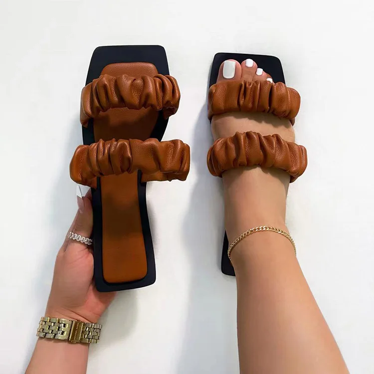 Modern Women Flat Shoes Square Toes White Gold Brown Color Wrinkle Surface Light Weight Women Summer Flat Slides Slippers
Modern Women Flat Shoes Square Toes White Gold Brown Color Wrinkle Surface Light Weight Women Summer Flat Slides Slippers