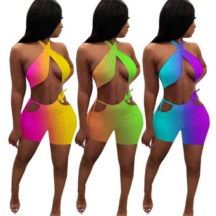 Logo Two Piece Set Women Summer Sweat Suits Halter Crop Top Bandage Hollow Biker Shorts Sexy Night Club Outfits Matching Set, Green/yellow/purple
Logo Two Piece Set Women Summer Sweat Suits Halter Crop Top Bandage Hollow Biker Shorts Sexy Night Club Outfits Matching Set, Green/yellow/purple
