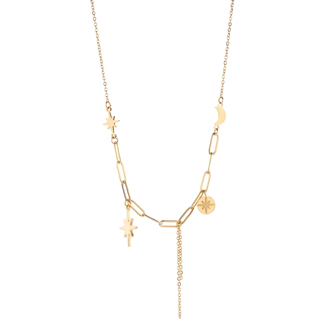 QIANZUYIN 2021 New Wholesale Fashion Jewelry Octastar Necklace 18K Gold Lady Star Necklace Stainless Steel, Gold color
QIANZUYIN 2021 New Wholesale Fashion Jewelry Octastar Necklace 18K Gold Lady Star Necklace Stainless Steel, Gold color