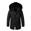Wholesale custom fur drawstring parka jacket mens traveling waterproof black parka jacket with fur hood