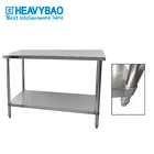 Heavybao Knocked-down Lab Kitchen 2-Tier Stainless Steel Round Tube Work Table In 700mm Width