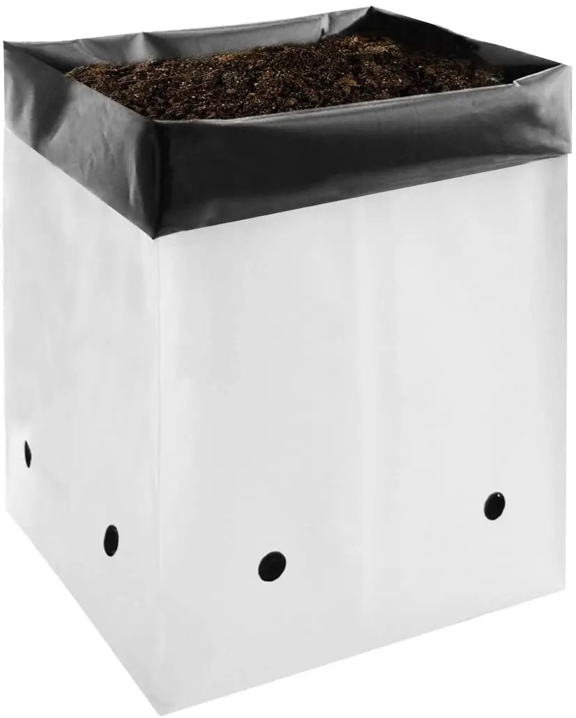 UV treated White Black Poly LDPE Garden Grow Bags with punched Drain Holes, Outside white, inside black
UV treated White Black Poly LDPE Garden Grow Bags with punched Drain Holes, Outside white, inside black