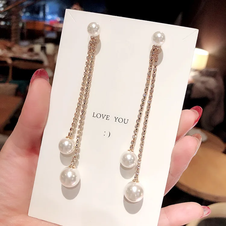 New Temperament Pearl Tassel Earrings Long Simple And Versatile Earrings High-End Earrings
New Temperament Pearl Tassel Earrings Long Simple And Versatile Earrings High-End Earrings