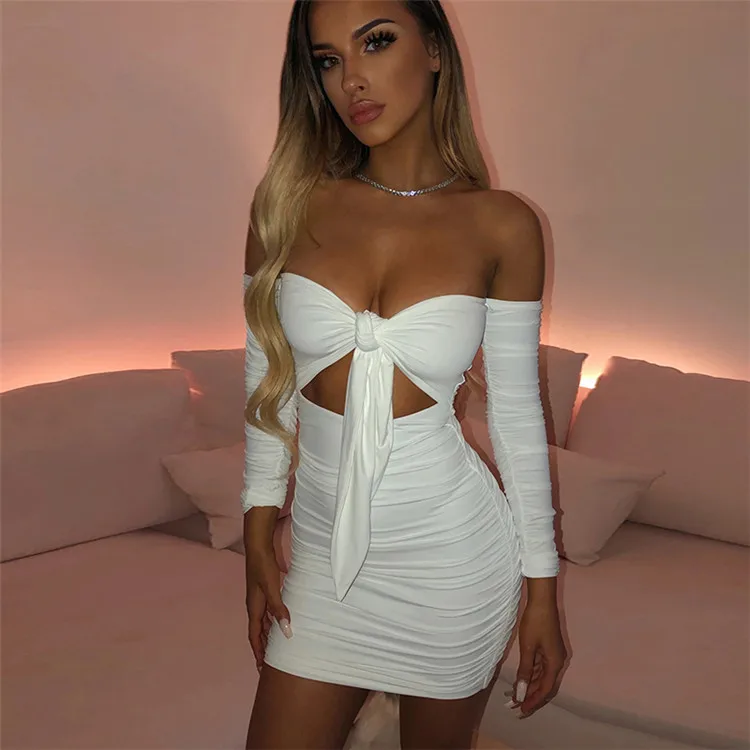 Off Shoulder Bodycon Dress Women Sexy Chest Tie Hollow Out Backless Sexy Dresses Autumn Long Sleeve Ruched Dress
Off Shoulder Bodycon Dress Women Sexy Chest Tie Hollow Out Backless Sexy Dresses Autumn Long Sleeve Ruched Dress