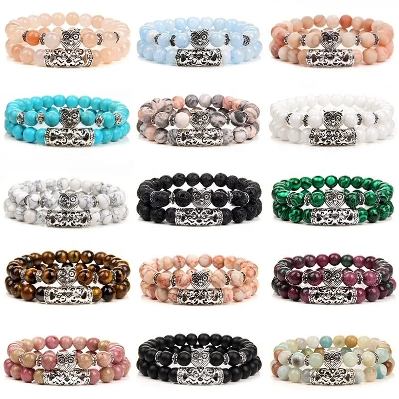 8mm Gemstone Bracelets Natural Beads Silver Owl Charm Srack Mens Women Couple Bracelets Set Jewelry, Picture
8mm Gemstone Bracelets Natural Beads Silver Owl Charm Srack Mens Women Couple Bracelets Set Jewelry, Picture