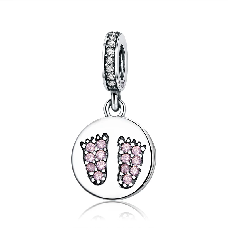 Fashion Round Shield Two Foot Footprint Pink Zircon 925 Sterling Silver DIY Pendant Charm for Jewelry Making
Fashion Round Shield Two Foot Footprint Pink Zircon 925 Sterling Silver DIY Pendant Charm for Jewelry Making