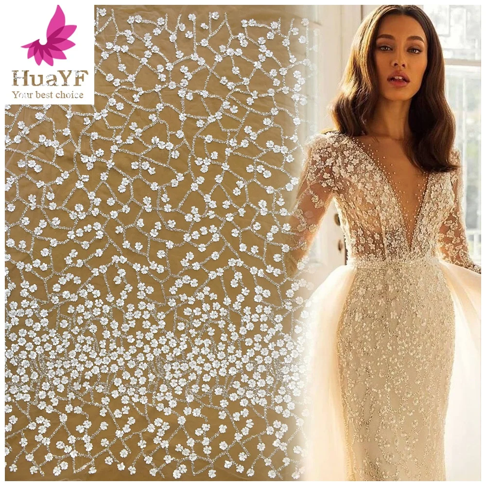 2021 new white bridal net lace french 3D flower tulle shiny beaded fabric with sequins for wedding dress HY1577-1
2021 new white bridal net lace french 3D flower tulle shiny beaded fabric with sequins for wedding dress HY1577-1
