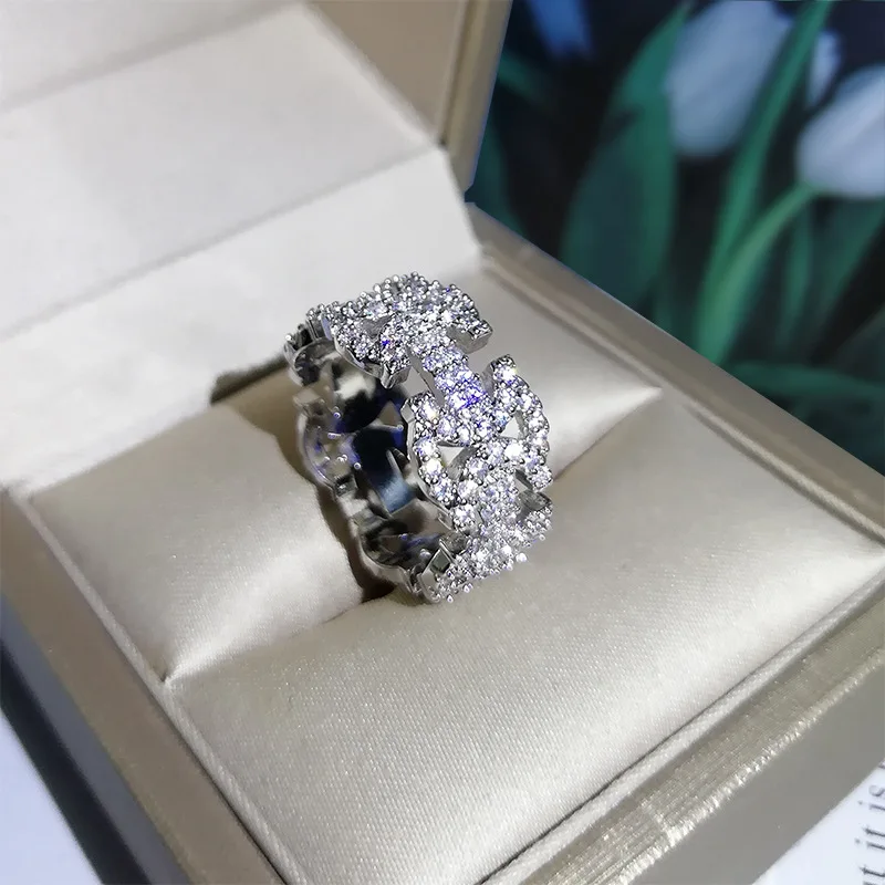 European American Hollow Out Bowknot Shape Hips Hops CZ Ring Full Diamond 18K Gold Plated Wide Zirconia Ring Finger Band, Silver
European American Hollow Out Bowknot Shape Hips Hops CZ Ring Full Diamond 18K Gold Plated Wide Zirconia Ring Finger Band, Silver