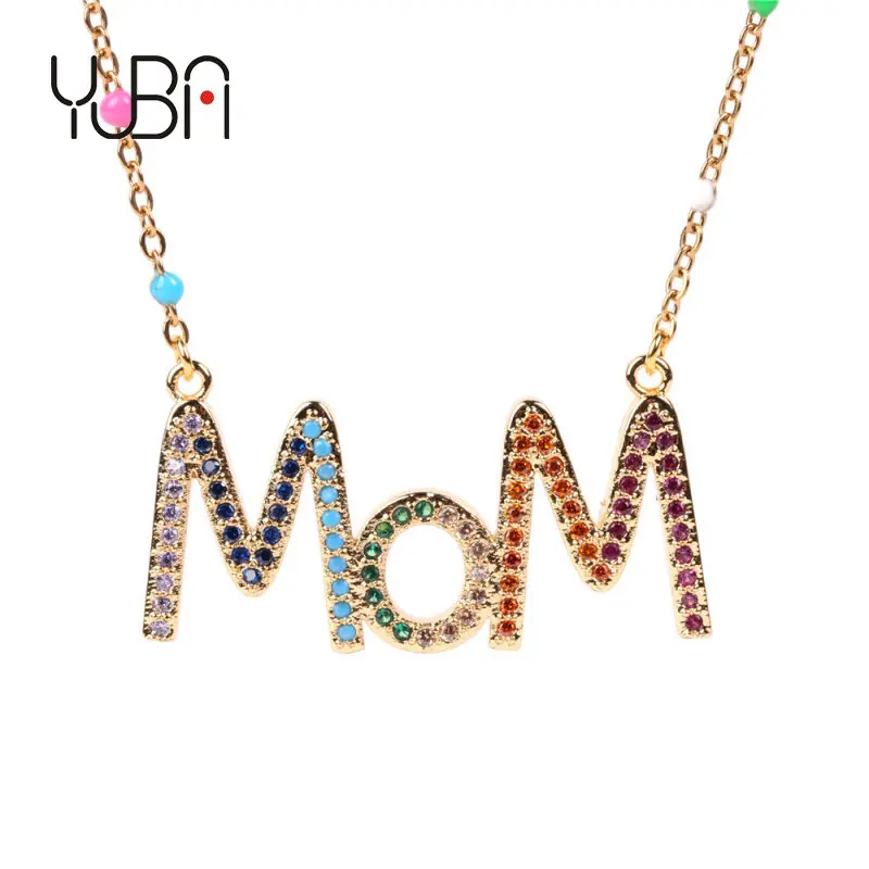 Accent Vacuum Plated Colored Cubic Zirconia Letter MOM Pendant Necklace Brass Interval Colorful Bead Chain CZ MOM Necklace
Accent Vacuum Plated Colored Cubic Zirconia Letter MOM Pendant Necklace Brass Interval Colorful Bead Chain CZ MOM Necklace