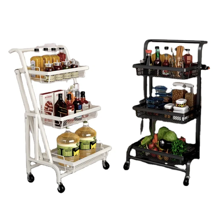 High Quality Three Tiers Metal Kitchen Moving Fruit and Vegetable Storage Rack With Wheels 
High Quality Three Tiers Metal Kitchen Moving Fruit and Vegetable Storage Rack With Wheels