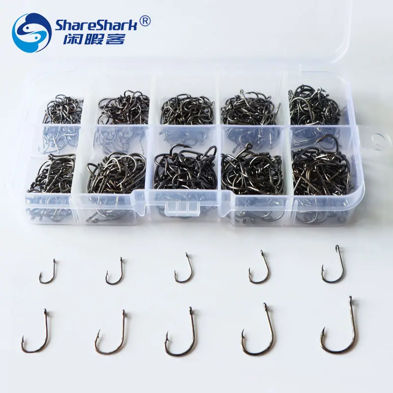 Shareshark Wholesale New fishing hook high carbon steel hook 500pcs /box 3-12# Black Gold Hooks
Shareshark Wholesale New fishing hook high carbon steel hook 500pcs /box 3-12# Black Gold Hooks