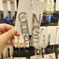 SHE025 2019 New Romantic Full Rhinestone Letter Dangle Earrings For Women Wedding Jewelry Crystal Long Drop Earrings
SHE025 2019 New Romantic Full Rhinestone Letter Dangle Earrings For Women Wedding Jewelry Crystal Long Drop Earrings