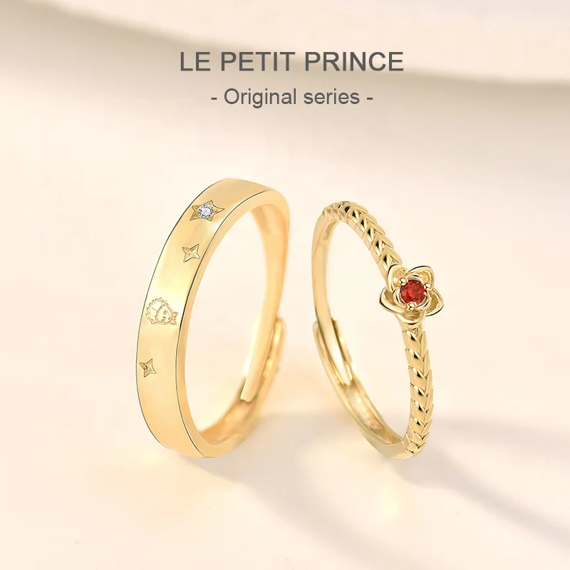 

2021 New Style The little prince and the Rose Ring For Men women 925 sterling silver Ring For Male Jewelry In Men Gifts, Platinum/gold plated