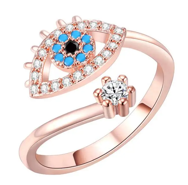 New Fashion Silver Rose Gold Plated Blue CZ Crystal Eye Finger Ring Open Adjustable Zirconia Evil Eyes Ring, Picture shows
New Fashion Silver Rose Gold Plated Blue CZ Crystal Eye Finger Ring Open Adjustable Zirconia Evil Eyes Ring, Picture shows