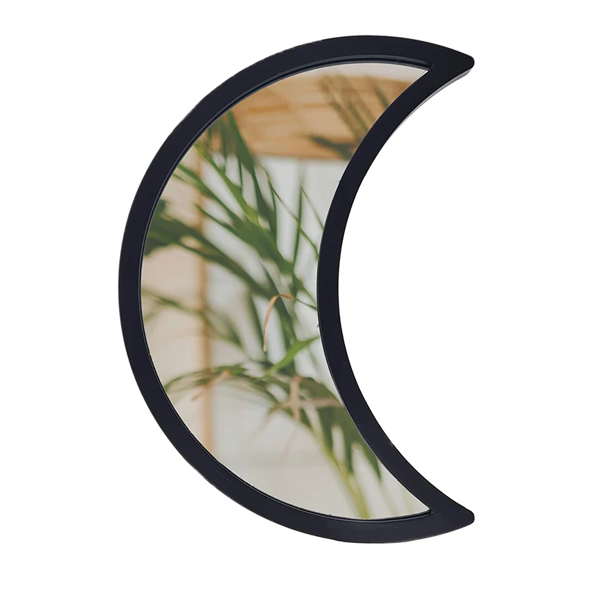 Wholesale simple moon shape wooden frame wall mirror for family decoration mirror, Customized color
Wholesale simple moon shape wooden frame wall mirror for family decoration mirror, Customized color