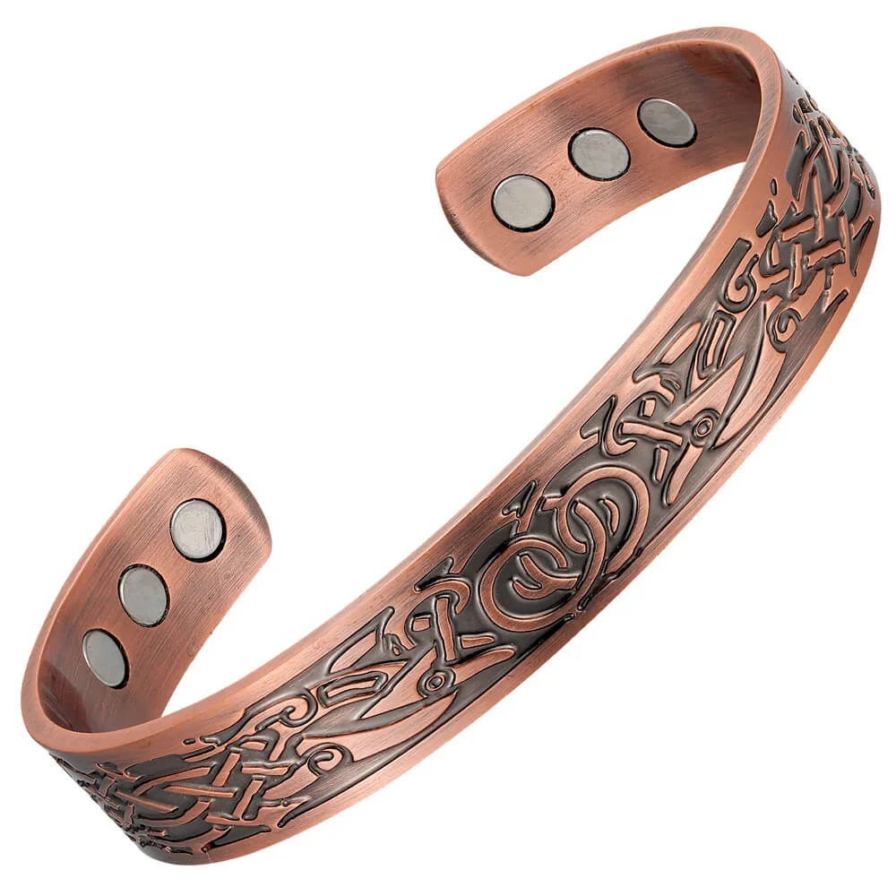 Factory Wholesale Two Dragon Viking Copper Bangle Arthritis Bracelets for Men Wide Changeable Bangle Bracelet, Copper color
Factory Wholesale Two Dragon Viking Copper Bangle Arthritis Bracelets for Men Wide Changeable Bangle Bracelet, Copper color