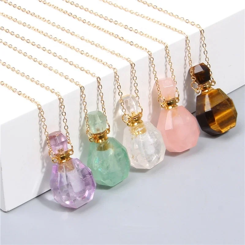 Gold Plated Stainless Steel Chain Crystal Stone Aroma Essential Oil Diffuser Bottle Drop Necklace For Crystal Jewelry
Gold Plated Stainless Steel Chain Crystal Stone Aroma Essential Oil Diffuser Bottle Drop Necklace For Crystal Jewelry