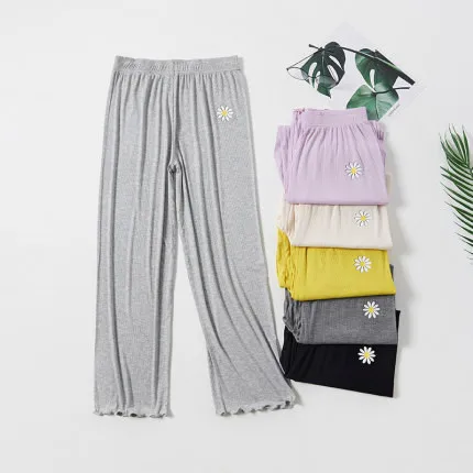 women summer loungewear pijamas 2*2 rib rayon modal home wear loose pants sleep bottom
women summer loungewear pijamas 2*2 rib rayon modal home wear loose pants sleep bottom