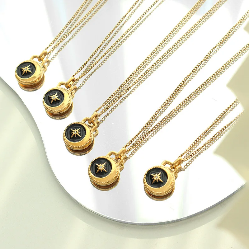Fashion Dripping Oil star Round Pendant Necklace Stainless Steel Enamel Necklace 18K Gold Creative Star With Crystal Jewelry
Fashion Dripping Oil star Round Pendant Necklace Stainless Steel Enamel Necklace 18K Gold Creative Star With Crystal Jewelry