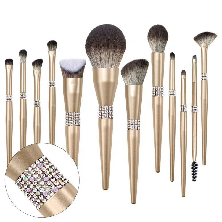 Best Artist Diamond High Quality Natural Hair Gold Crystal Custom Logo Free Samples 12 pcs Professional Luxury Makeup Brush Set
Best Artist Diamond High Quality Natural Hair Gold Crystal Custom Logo Free Samples 12 pcs Professional Luxury Makeup Brush Set