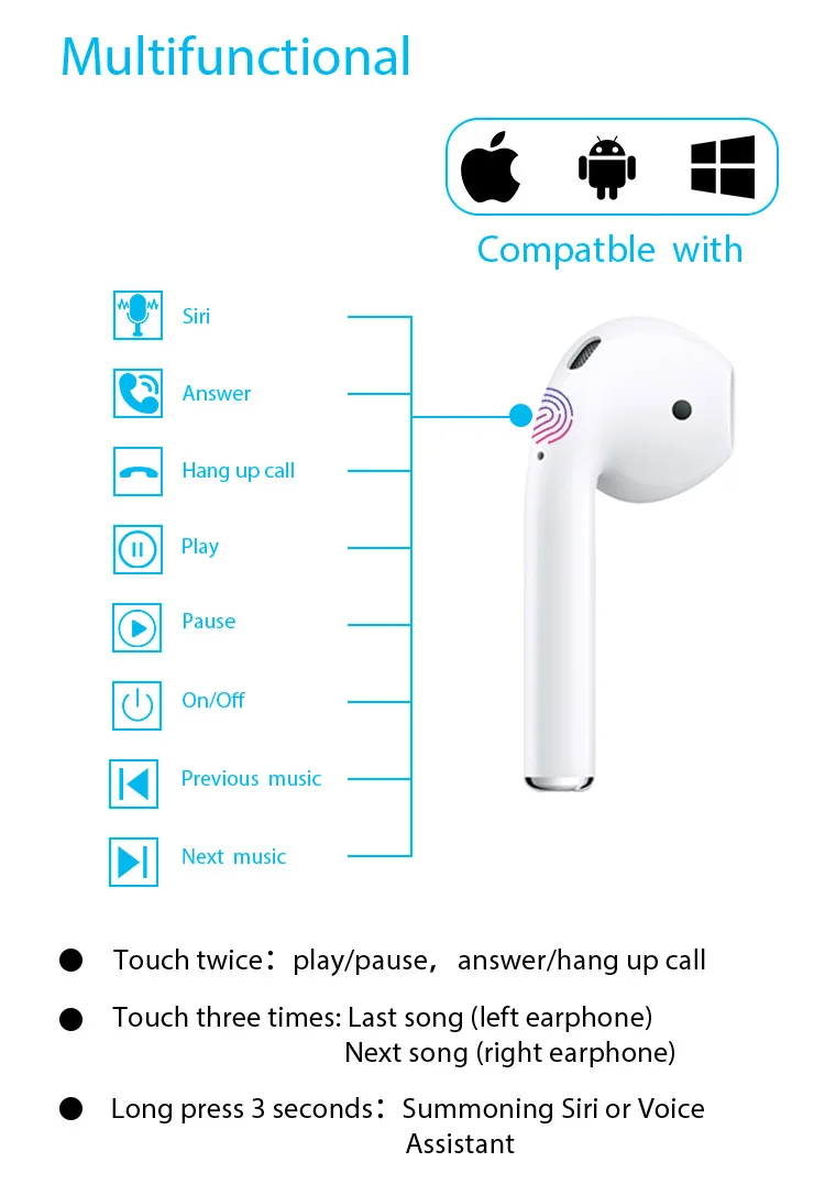 Original New i22 TWS Mobile Phone Handfree True headphone Bluetooth 5.0 Earphone TWS i23 Mini Stereo Wireless Earbuds - ANKUX.COM