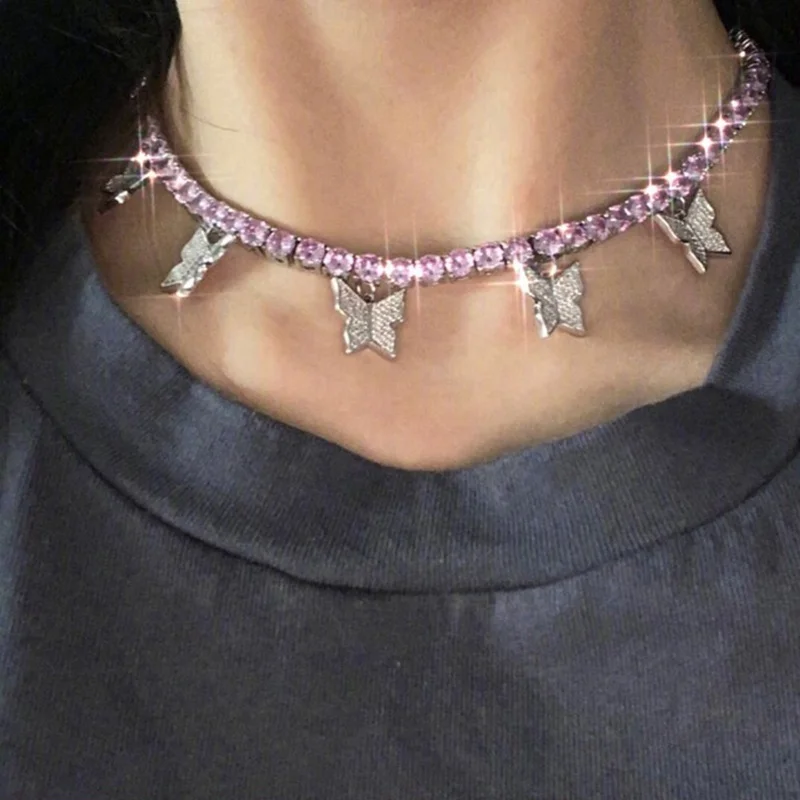 Rhinestone Shiny Diamond Crystal Butterfly Women Chain Jewelry Silver Pink Gold Butterfly Tennis Necklace
Rhinestone Shiny Diamond Crystal Butterfly Women Chain Jewelry Silver Pink Gold Butterfly Tennis Necklace