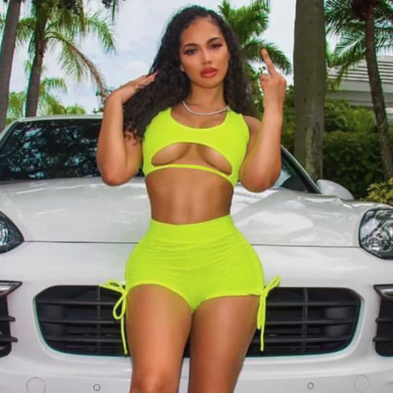 Hollow Out Women Two Piece Set 2022 New Summer Fashion Sleeveless Drawstring Outfits Short Set Sports Active Wear C14387
Hollow Out Women Two Piece Set 2022 New Summer Fashion Sleeveless Drawstring Outfits Short Set Sports Active Wear C14387