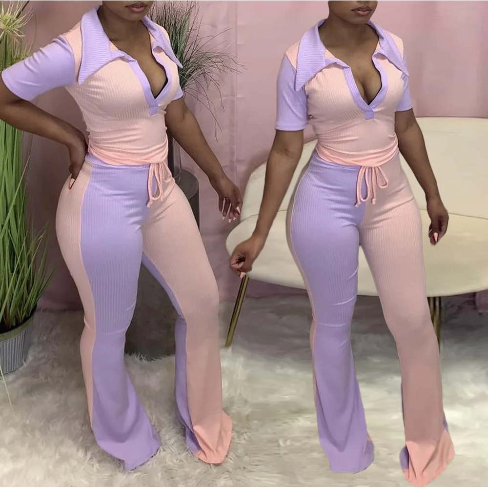 Women Summer Suits Two Sets Flare Trousers Pants Leggings 2 Piece Tracksuit Set For Girls
Women Summer Suits Two Sets Flare Trousers Pants Leggings 2 Piece Tracksuit Set For Girls