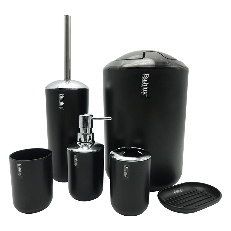 Promotion Amazon Hot selling Bathroom Accessories Plastic Black 6 pcs Bathroom accessories set
Promotion Amazon Hot selling Bathroom Accessories Plastic Black 6 pcs Bathroom accessories set