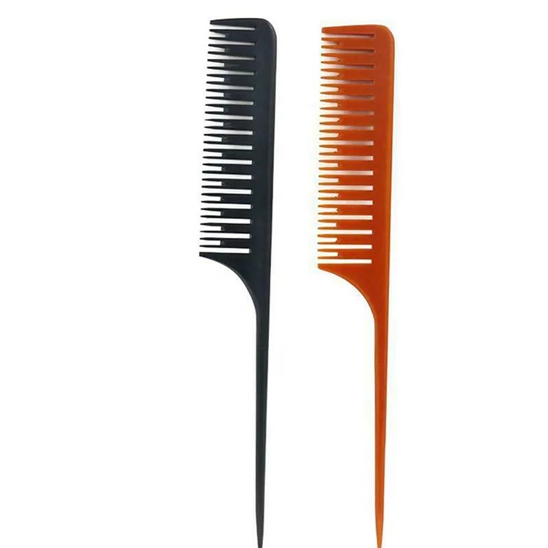 

2 Colors Professional Tip Tail Comb for Salon Barber Section Hair Brush Hairdressing Tool DIY Hair Wide Teeth Combs, Customized color