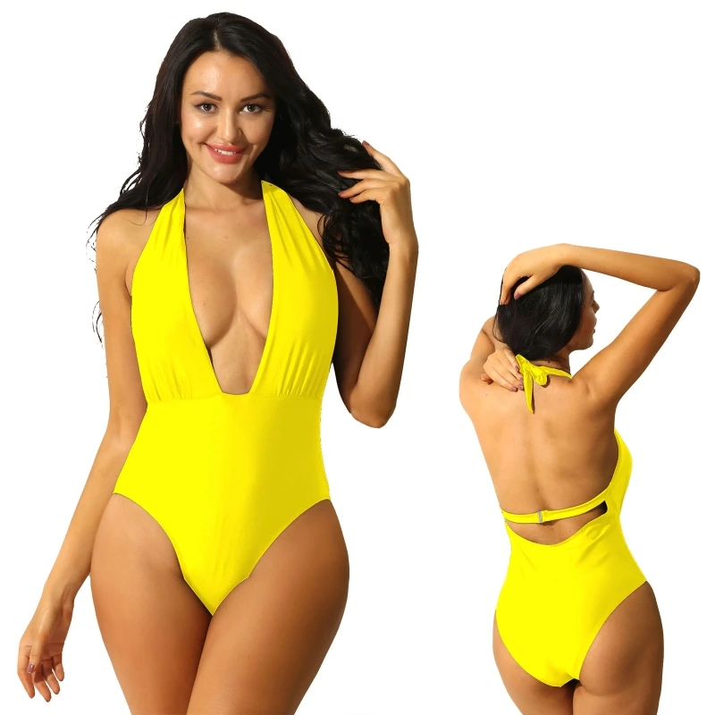 Luxury Backless Monokini Sexy Solid Color Swimsuit Beachwear Women High Leg One Piece Plunge Swimwear
Luxury Backless Monokini Sexy Solid Color Swimsuit Beachwear Women High Leg One Piece Plunge Swimwear