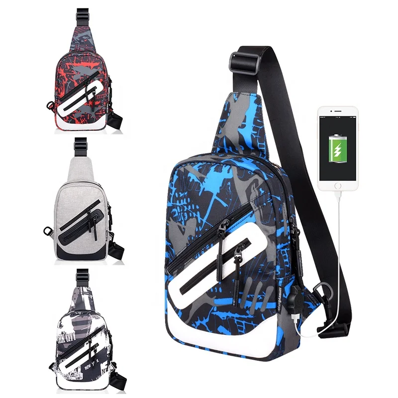 custom logo graffiti gym sport hiking running men chest bags, single shoulder front pack chest bags with usb
custom logo graffiti gym sport hiking running men chest bags, single shoulder front pack chest bags with usb