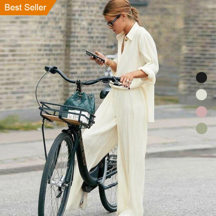 Chic French Style Fashion Spring Autumn 3 Colors Ladies Blouse High Waist Women Trousers Casual Wide Leg Pants Set 
Chic French Style Fashion Spring Autumn 3 Colors Ladies Blouse High Waist Women Trousers Casual Wide Leg Pants Set