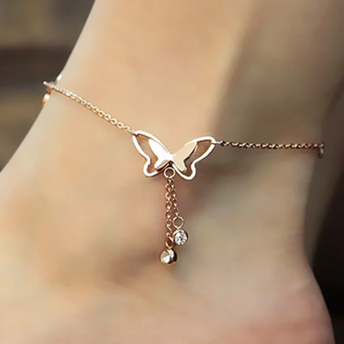 Women's Stainless Steel Lovely Butterfly Anklet, Rose Gold Anklet bracelet for Women, Silver/ black/ gold/ rose gold etc. can be customized
Women's Stainless Steel Lovely Butterfly Anklet, Rose Gold Anklet bracelet for Women, Silver/ black/ gold/ rose gold etc. can be customized