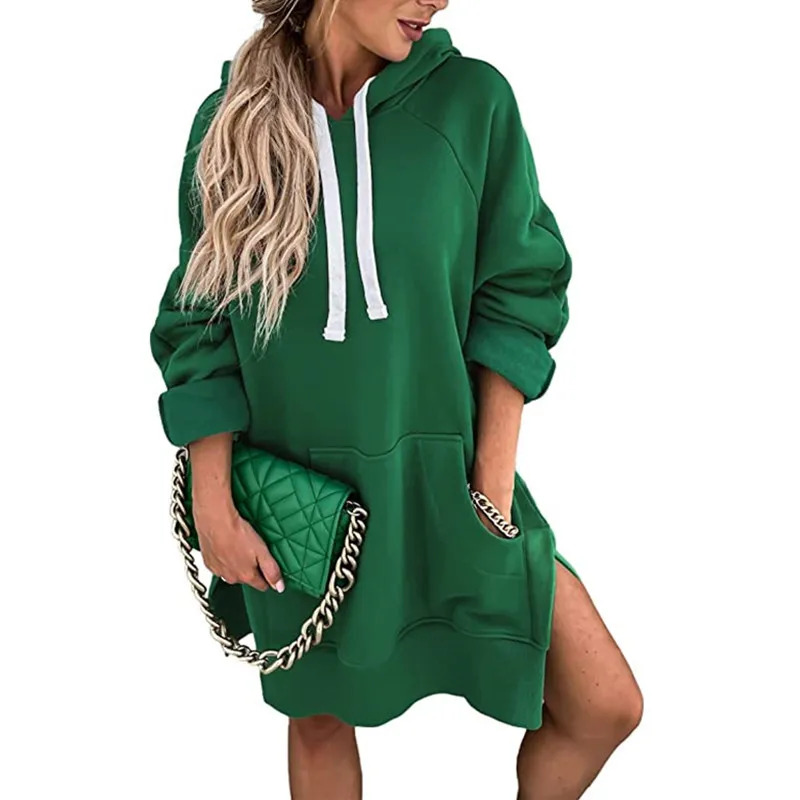 Women's Long Sleeve Split Hem Hoodie Dress with Kangaroo Pocket Blazer Style for Outdoor Use Pullover Hooded Collar
Women's Long Sleeve Split Hem Hoodie Dress with Kangaroo Pocket Blazer Style for Outdoor Use Pullover Hooded Collar