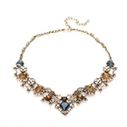 Special brass chain link luxury necklace topaz glass pearl statement necklace