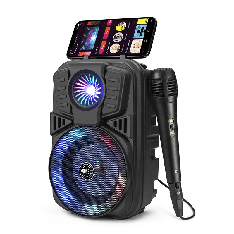 

Gsou 2022 New Arrival 5 Inches BT5.0 Trolley Speaker door Woofer Dj Wireless Active Karaoke Party Speaker With Colorful Lights