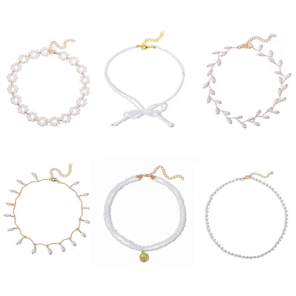 Korean Sweet Style Pearl Choker Necklace Dainty Flower Shape Double Layers Wedding Necklace for Women Jewelry, Gold
Korean Sweet Style Pearl Choker Necklace Dainty Flower Shape Double Layers Wedding Necklace for Women Jewelry, Gold