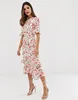 Open Back Maxi Dress With Ruffle Hem In Floral Print Casual Dresses